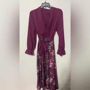 SHEIN Dress. Purple with flowers. Very flattering and comfortable. Size-L